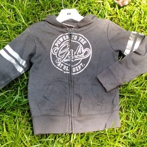 #184 Children's Place Girls Hoodie Jacket XS Grey White Strip